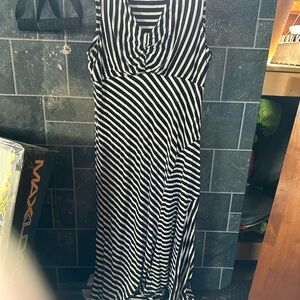 Chico's Monochrome Striped Maxi Dress